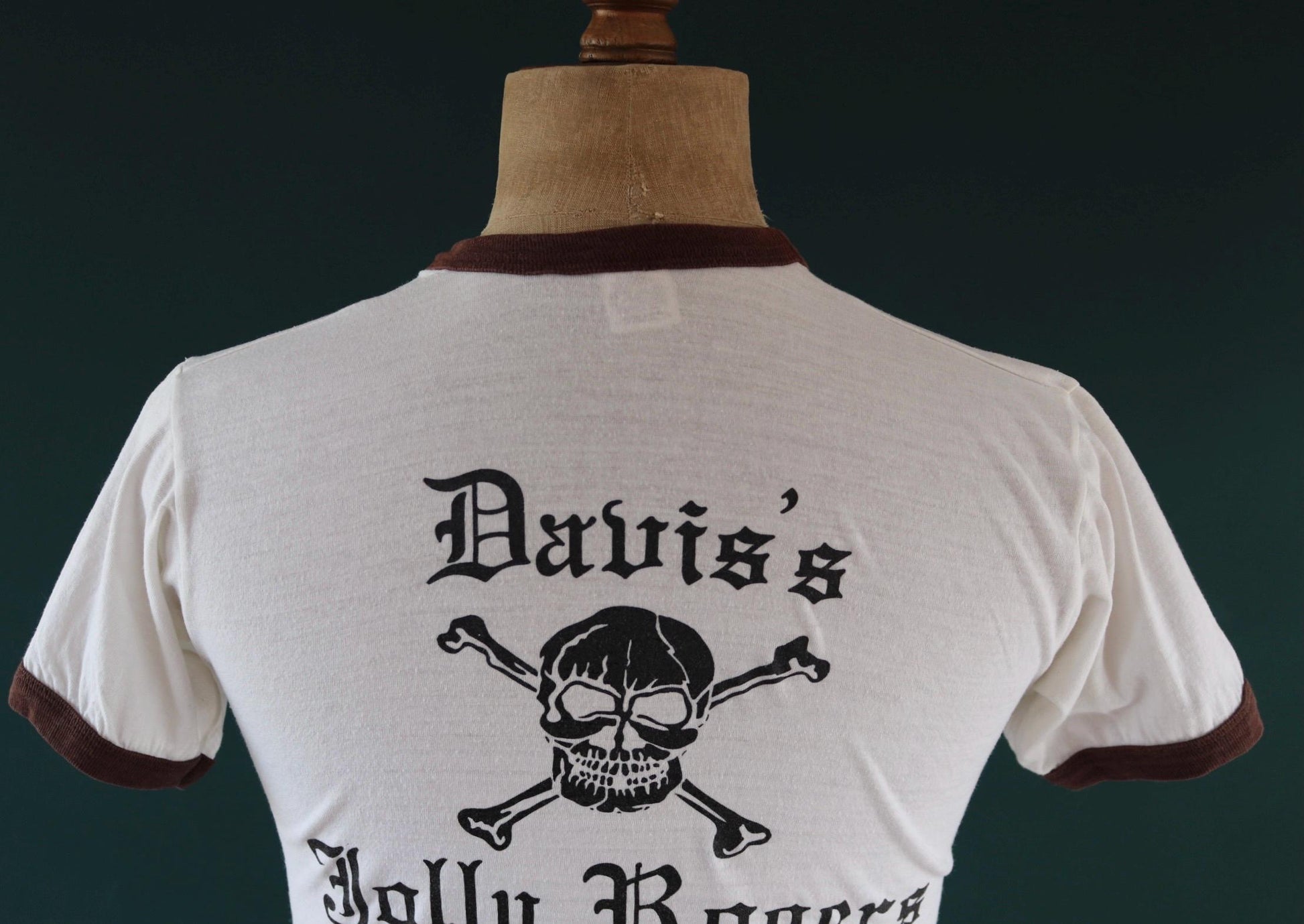Vintage 1970s skull ringer t shirt - Russell Athletic - pirate tee - 36” chest