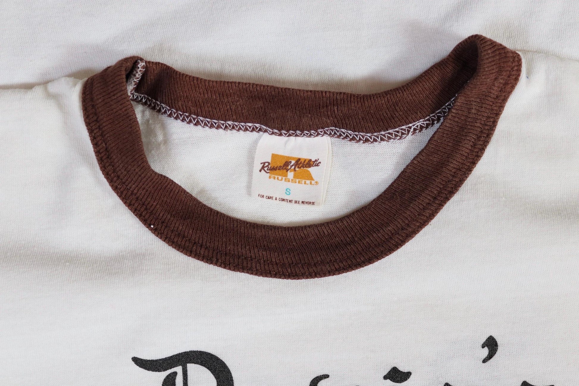 Vintage 1970s skull ringer t shirt - Russell Athletic - pirate tee - 36” chest