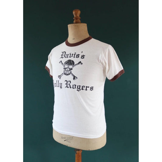 Vintage 1970s skull ringer t shirt - Russell Athletic - pirate tee - 36” chest
