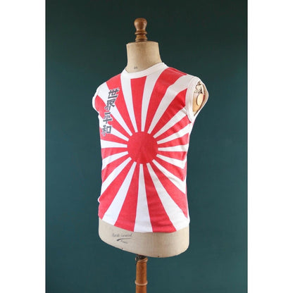 Vintage 1970s Japanese rising sun t shirt - punk vest - single stitch tee - made in USA - 37" chest