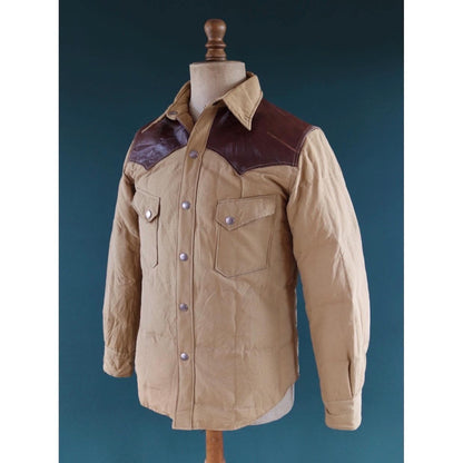 Sugar Cane down jacket - leather yoke - insulated puffer - 40" chest