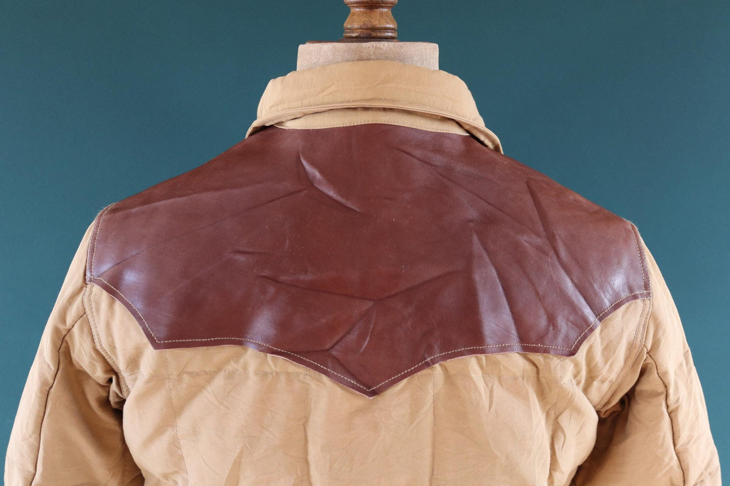 Sugar Cane down jacket - leather yoke - insulated puffer - 40" chest