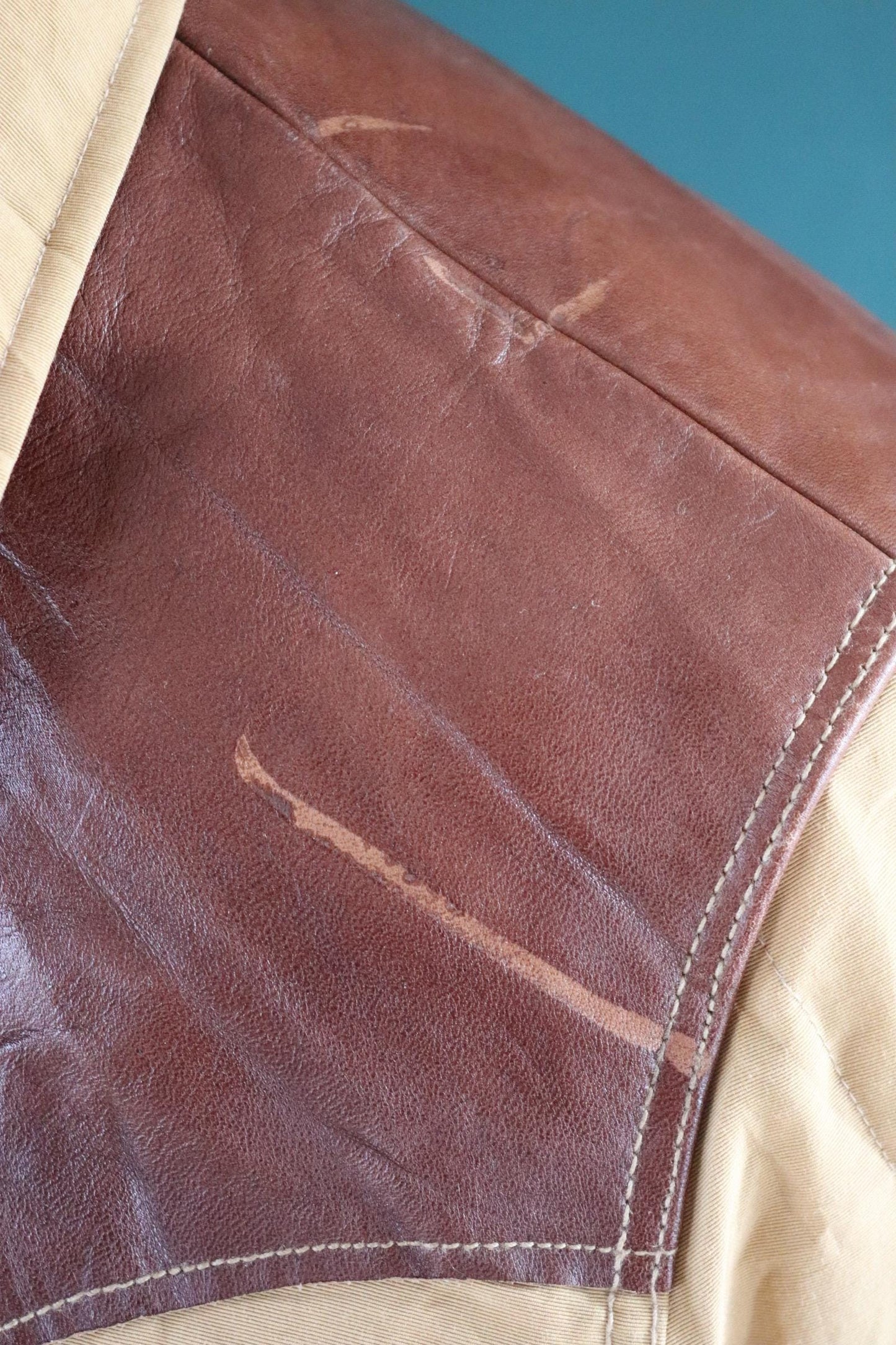 Sugar Cane down jacket - leather yoke - insulated puffer - 40" chest