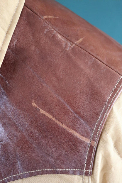 Sugar Cane down jacket - leather yoke - insulated puffer - 40" chest