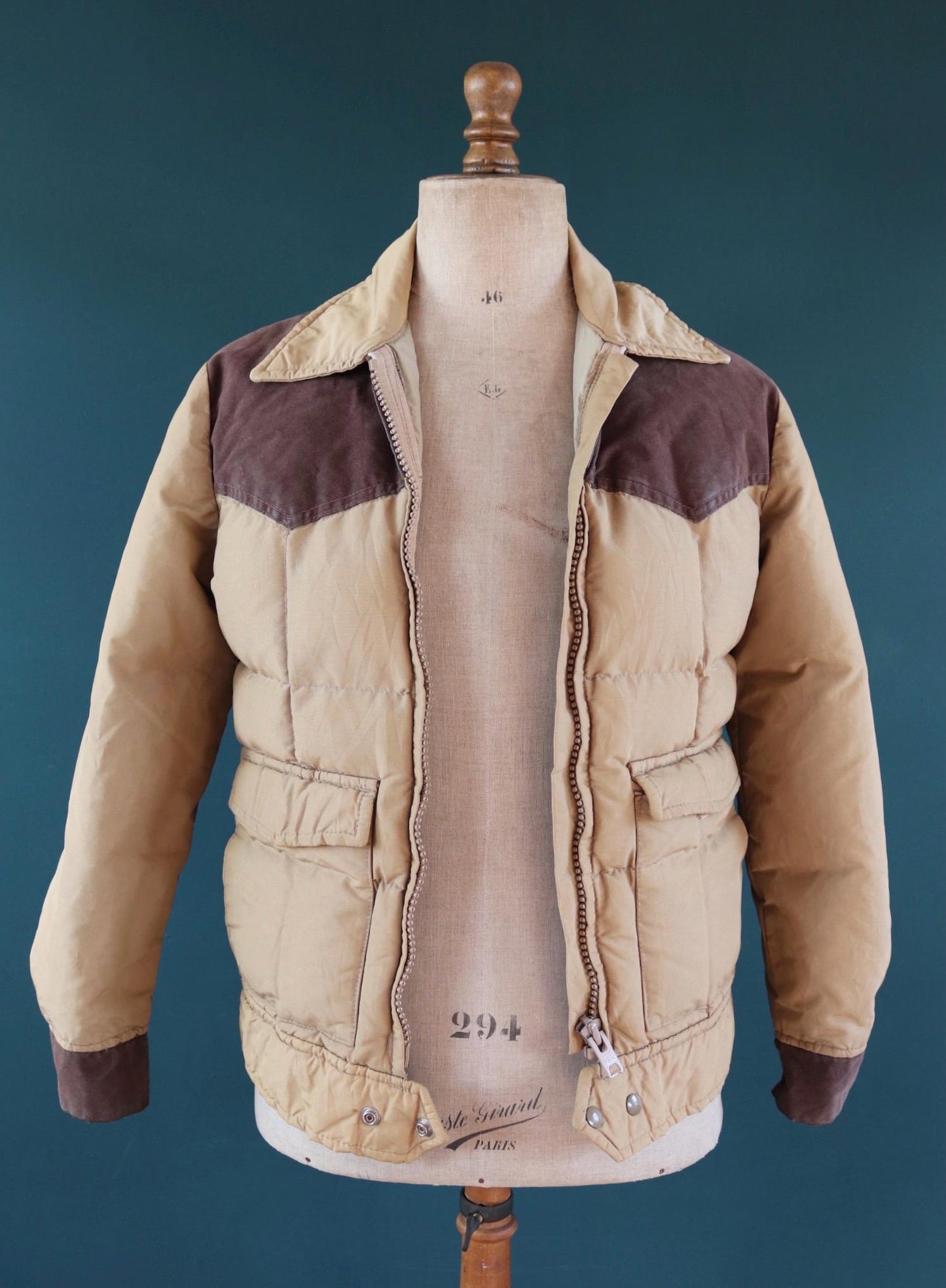 Vintage 1980s goose down jacket - insulated puffer - 38" chest