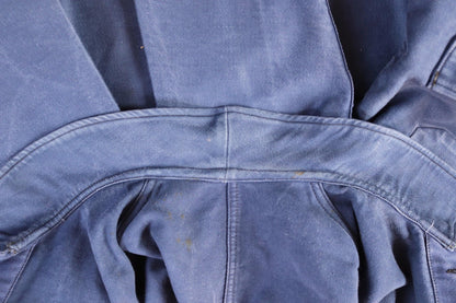 Vintage 1950s French blue moleskin workwear jacket - chore coat - Adolphe Lamont - 43" chest