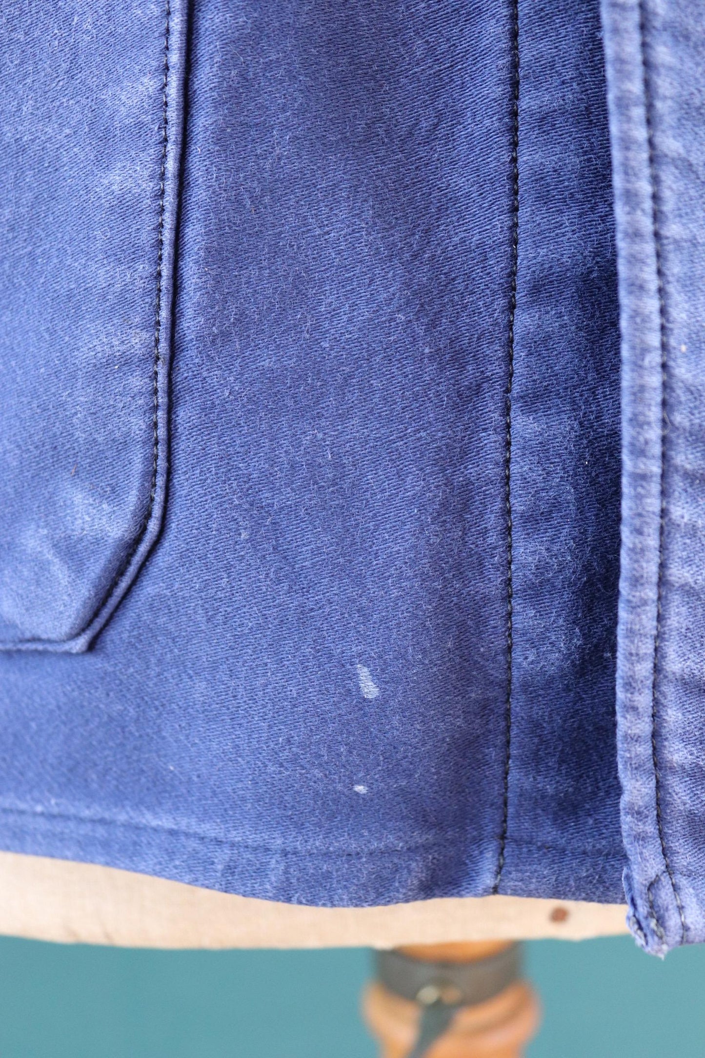 Vintage 1950s French blue moleskin workwear jacket - chore coat - Adolphe Lamont - 43" chest