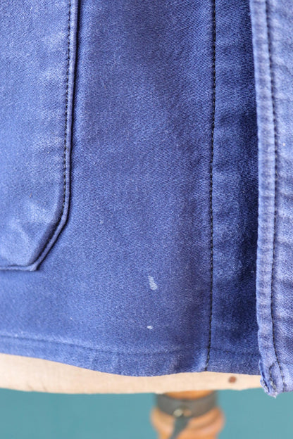 Vintage 1950s French blue moleskin workwear jacket - chore coat - Adolphe Lamont - 43" chest