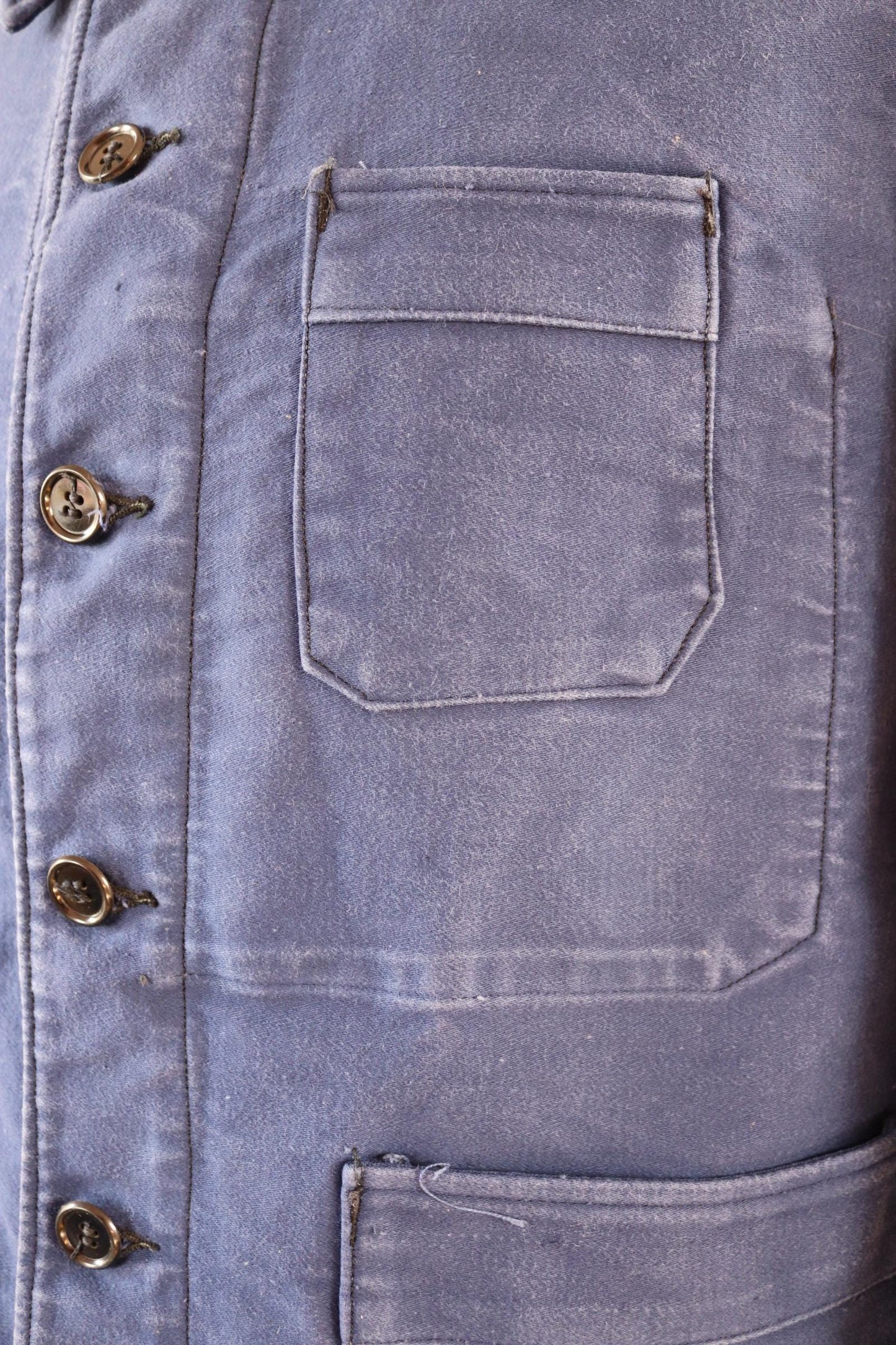 Vintage 1950s French blue moleskin workwear jacket - chore coat - Adolphe Lamont - 43" chest
