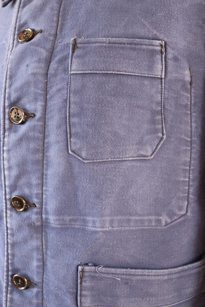 Vintage 1950s French blue moleskin workwear jacket - chore coat - Adolphe Lamont - 43" chest