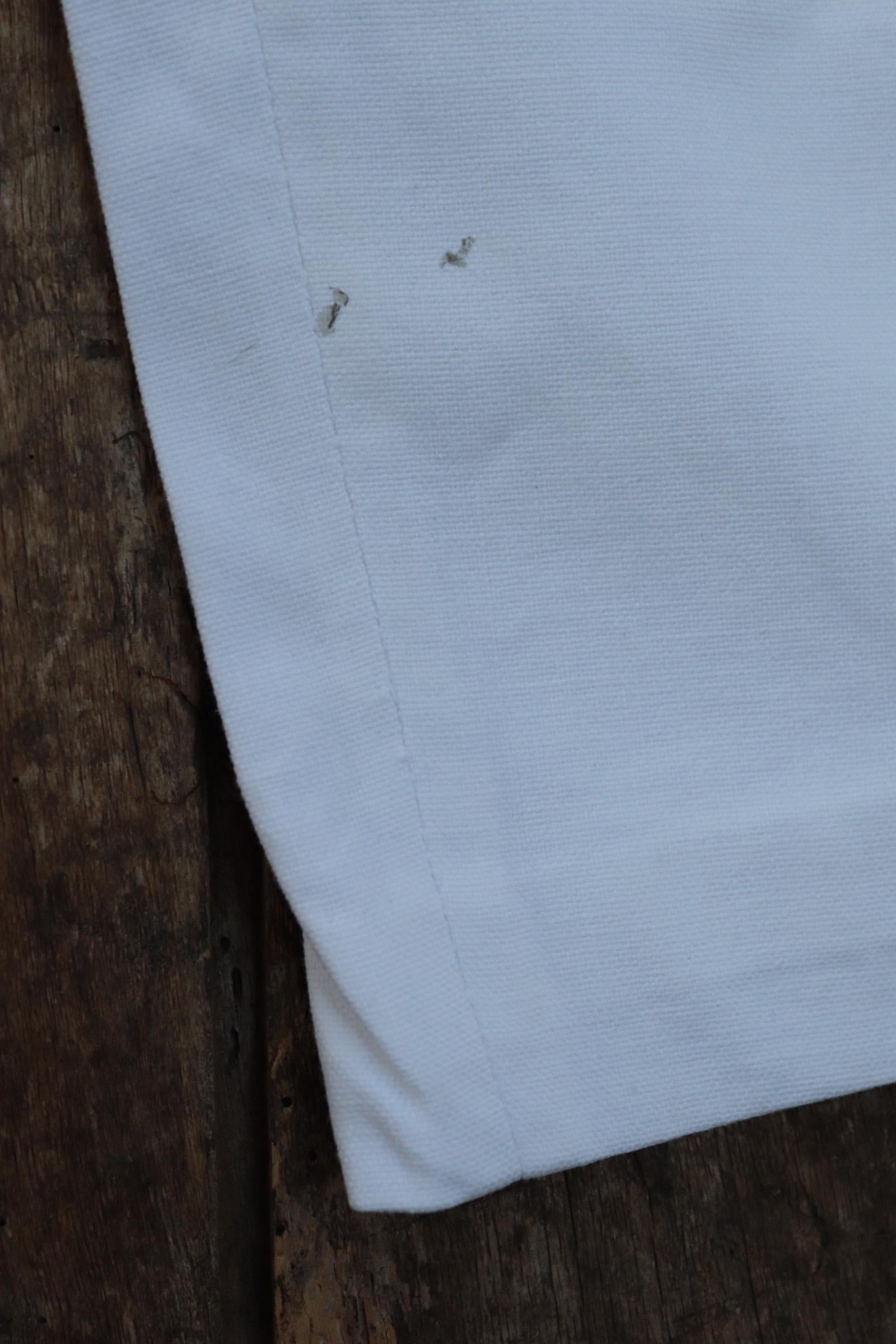 Vintage 1960s French white cotton trousers - military pants - 29" x 28"