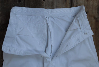 Vintage 1960s French white cotton trousers - military pants - 29" x 28"