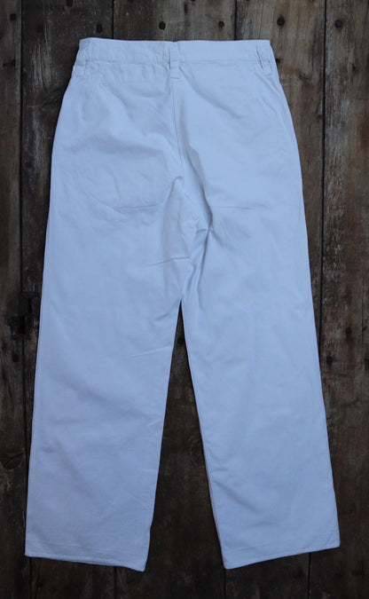 Vintage 1960s French wide leg sailor pants - fall front - white cotton trousers - 29" x 31"