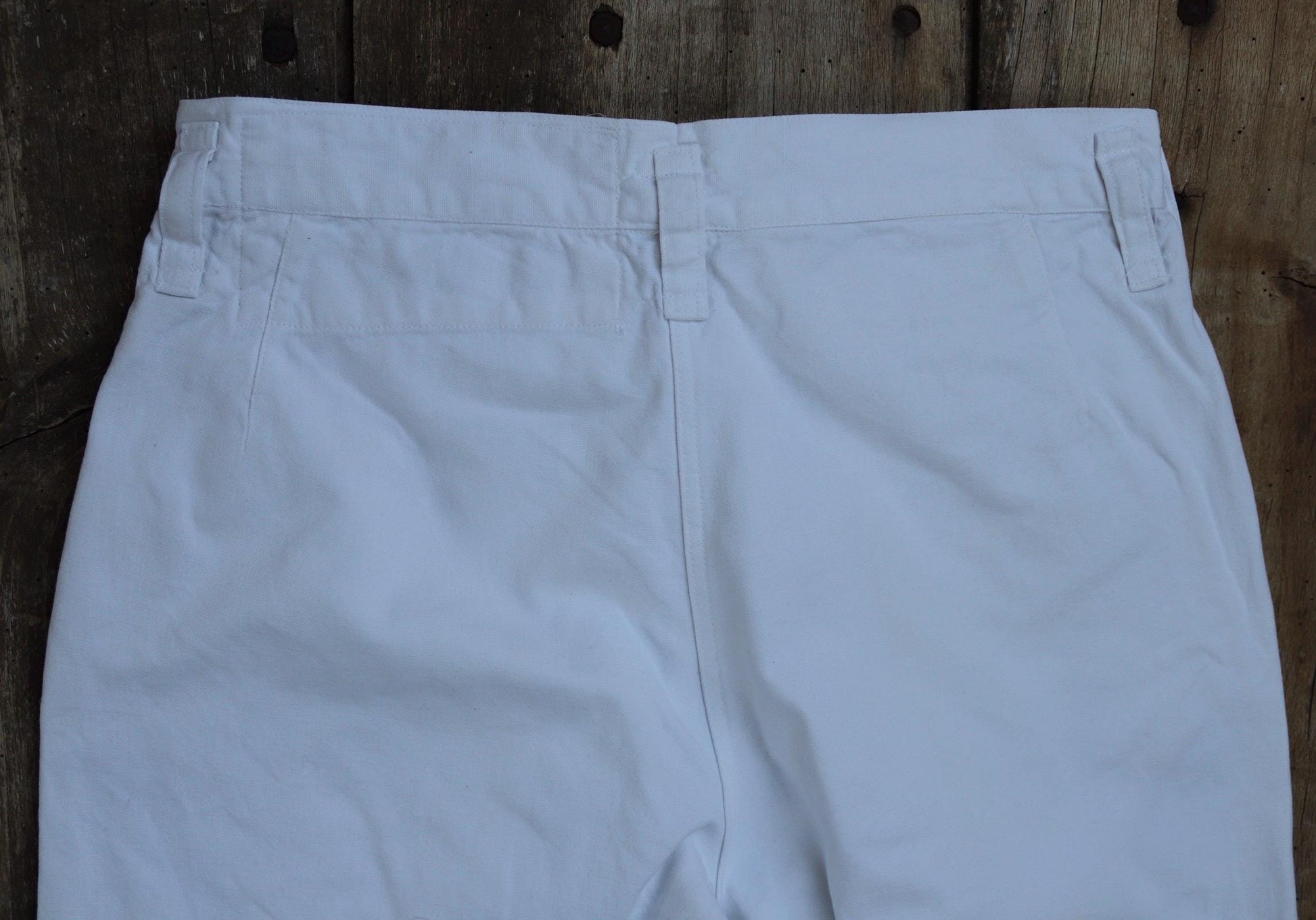 Vintage 1960s French wide leg sailor pants - fall front - white cotton trousers - 29" x 31"