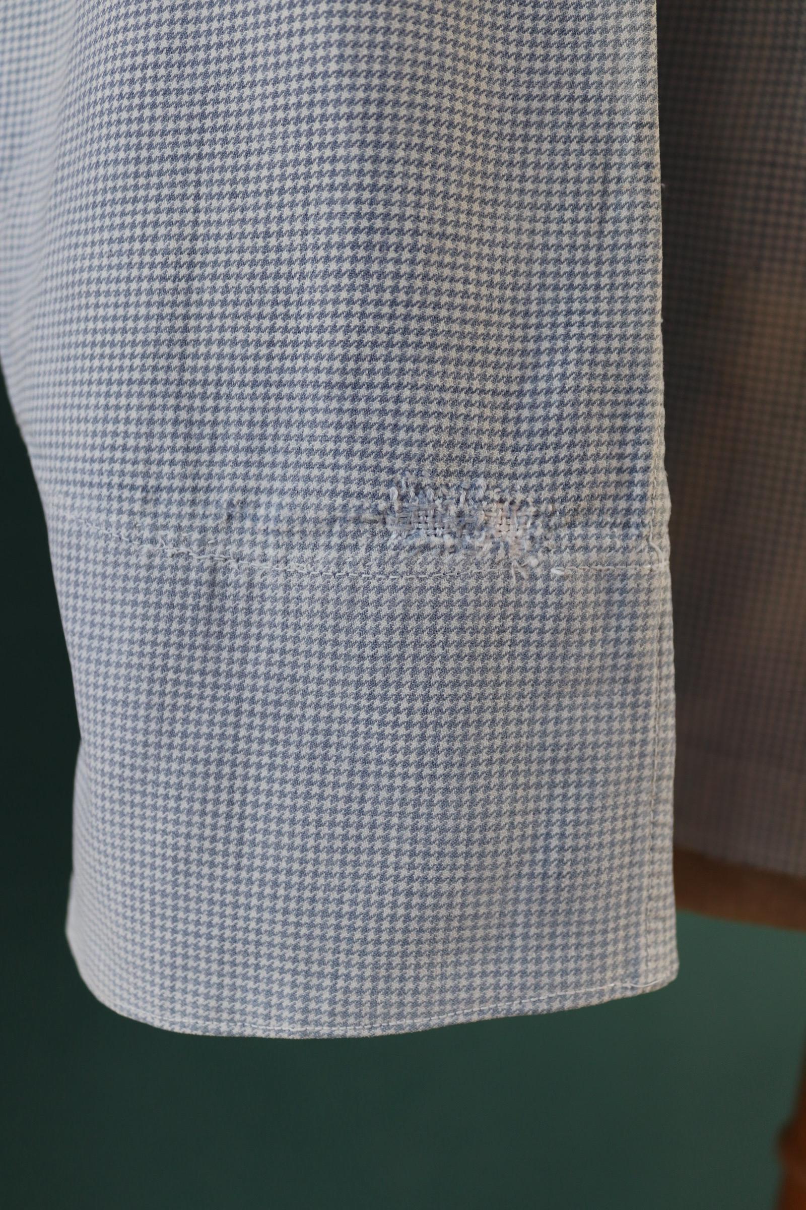 Vintage 1940s French chefs jacket - dogtooth check cotton - double breasted workwear - darned and repaired - 40” chest