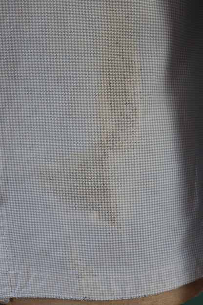 Vintage 1940s French chefs jacket - dogtooth check cotton - double breasted workwear - darned and repaired - 40” chest