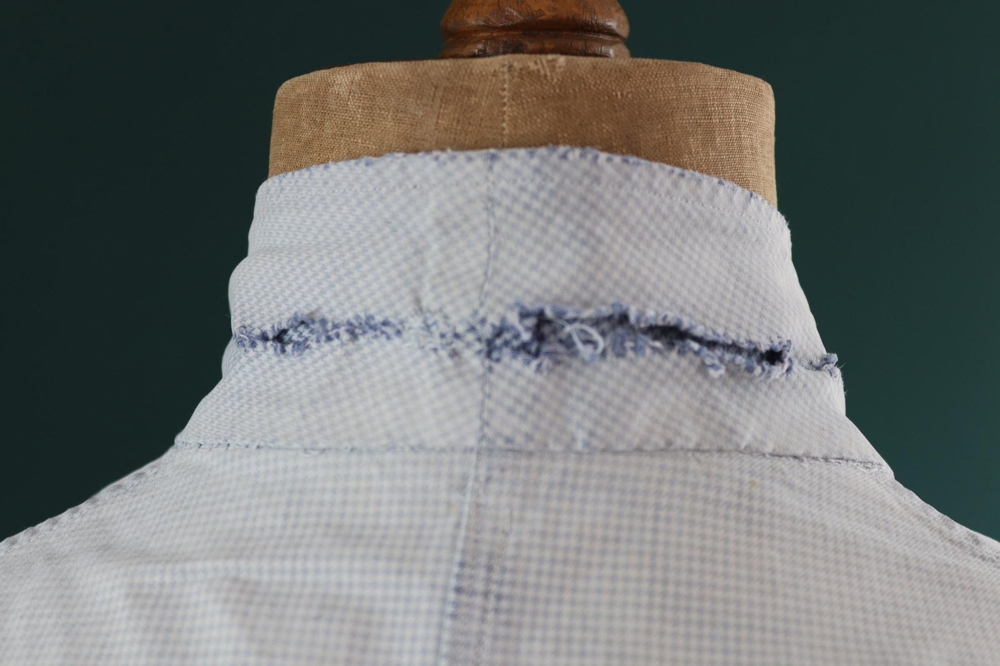 Vintage 1940s French chefs jacket - dogtooth check cotton - double breasted workwear - darned and repaired - 43” chest