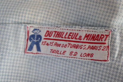 Vintage 1940s French chefs jacket - dogtooth check cotton - double breasted workwear - darned and repaired - 43” chest
