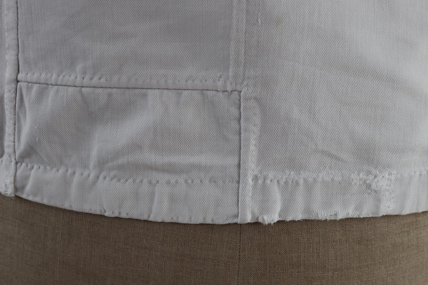 Vintage 1930s French chefs jacket - white cotton - double breasted workwear - darned and repaired - 37” chest