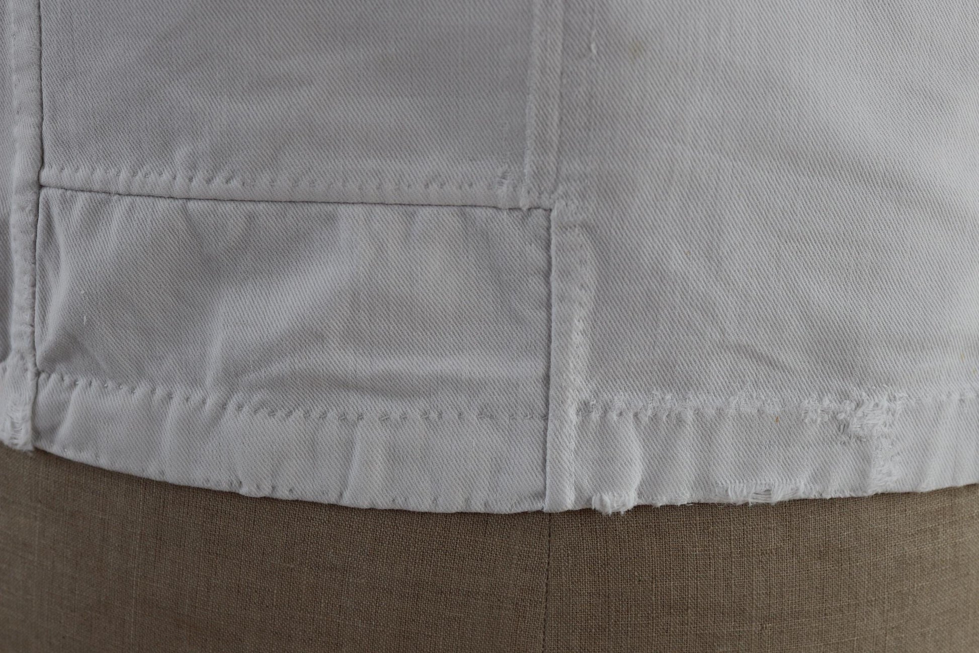 Vintage 1930s French chefs jacket - white cotton - double breasted workwear - darned and repaired - 37” chest