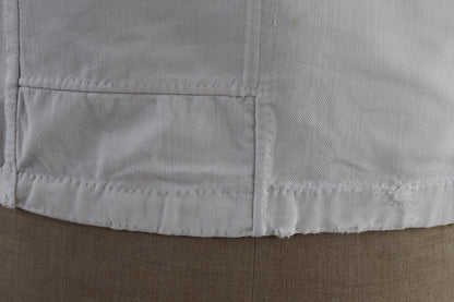 Vintage 1930s French chefs jacket - white cotton - double breasted workwear - darned and repaired - 37” chest