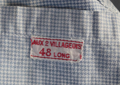 Vintage 1940s French chefs jacket - dogtooth check cotton - double breasted workwear - darned and repaired - 40” chest