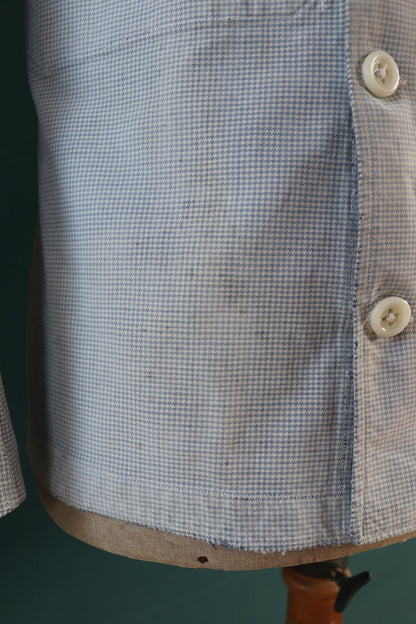 Vintage 1940s French chefs jacket - dogtooth check cotton - double breasted workwear - darned and repaired - 40” chest