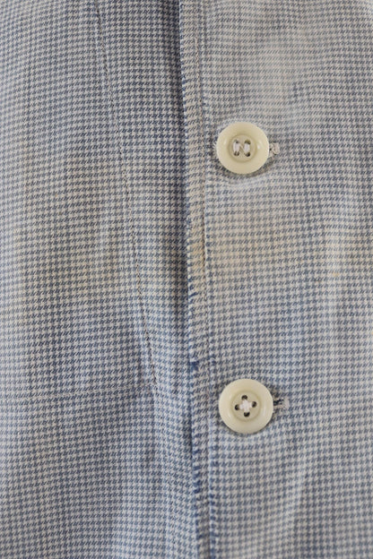 Vintage 1960s French chefs jacket - dogtooth check cotton - double breasted workwear - darned and repaired - 44” chest