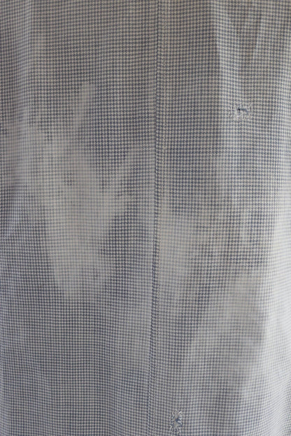 Vintage 1960s French chefs jacket - dogtooth check cotton - double breasted workwear - darned and repaired - 44” chest