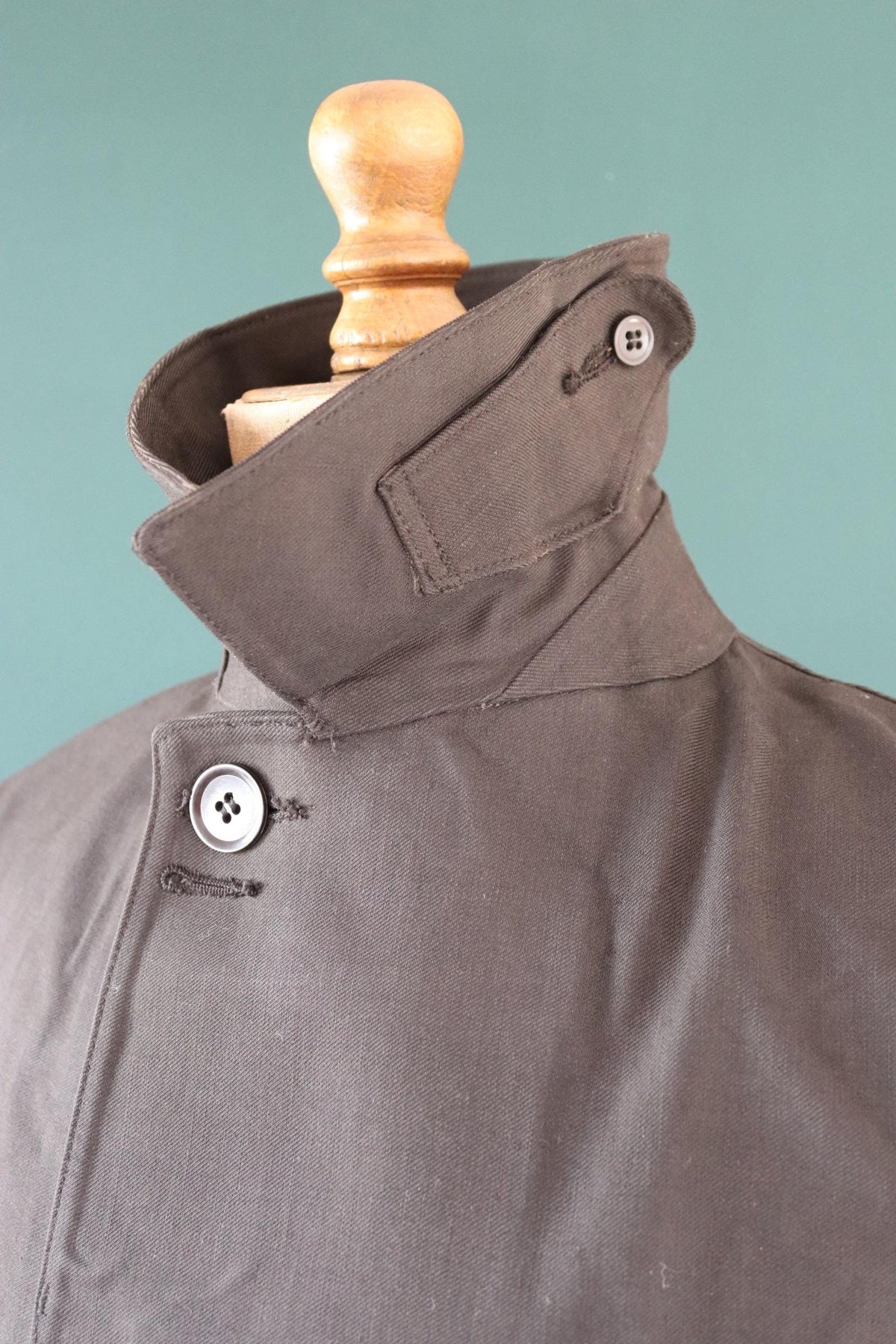 Vintage 1960s railway station masters coat - rubberised canvas - rainproof workwear - 44" chest