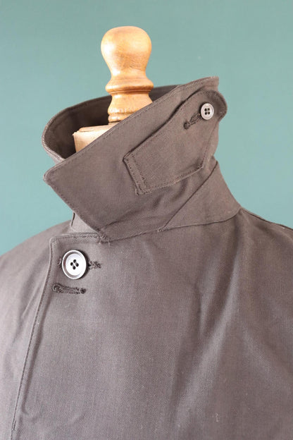 Vintage 1960s railway station masters coat - rubberised canvas - rainproof workwear - 44" chest