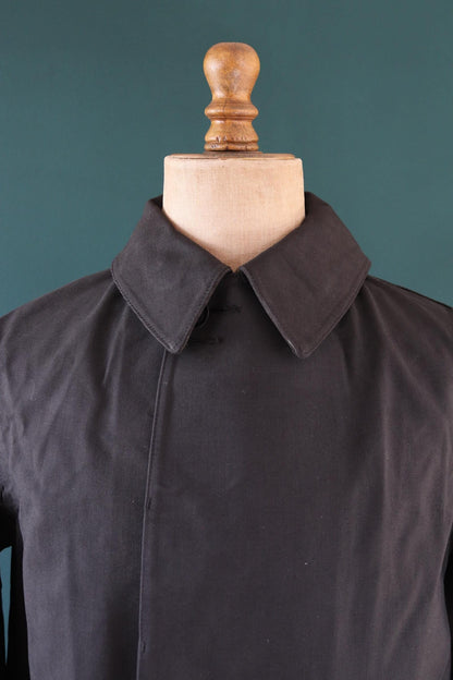 Vintage 1960s railway station masters coat - rubberised canvas - rainproof workwear - 44" chest
