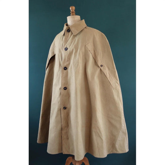 Vintage 1940s British army monsoon cape - original WW2 - rubberized cotton poncho - LARP