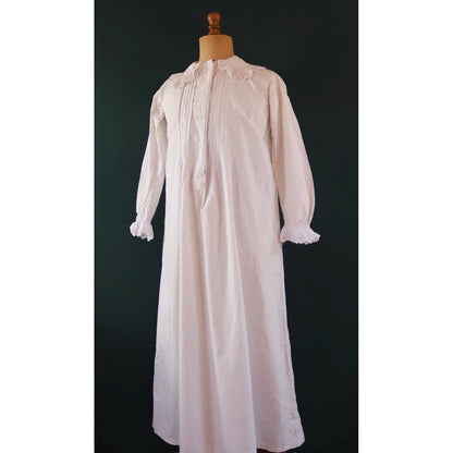 Antique 1800s Victorian white cotton nightgown - vintage 1900s dress - cottagecore - handmade lace - 43” chest