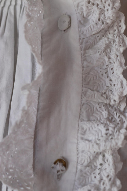 Antique 1800s Victorian white cotton nightgown - vintage 1900s dress - cottagecore - broderie Anglais - 46” chest