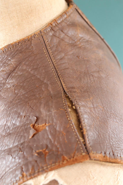 Vintage 1940s ATS horsehide leather jerkin - WW2 battledress vest - British military - land girl - 39" chest