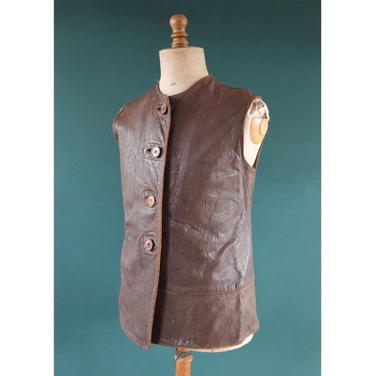 Vintage 1940s ATS horsehide leather jerkin - WW2 battledress vest - British military - land girl - 39" chest