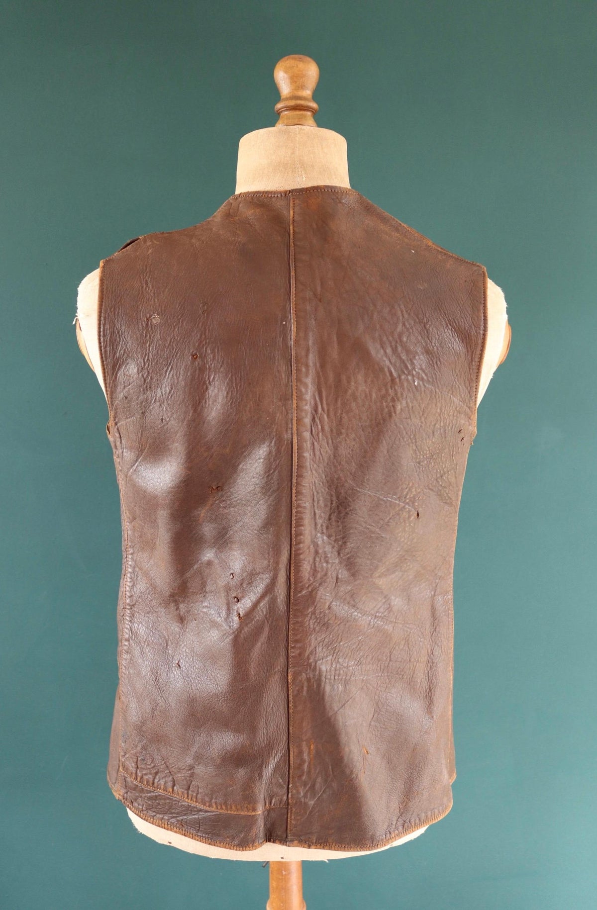 Vintage 1940s ATS horsehide leather jerkin - WW2 battledress vest - British military - land girl - 39" chest