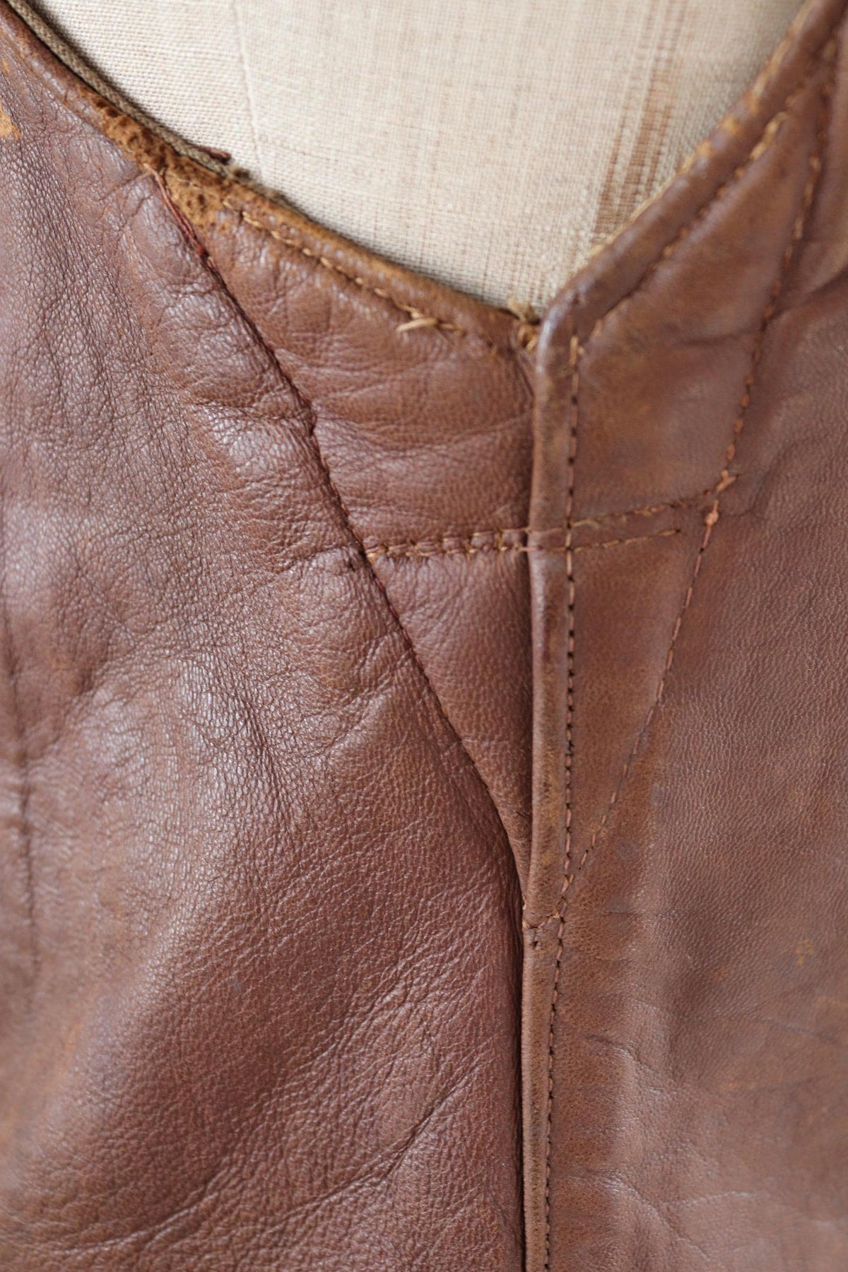 Vintage 1940s ATS horsehide leather jerkin - WW2 battledress vest - British military - land girl - 36" chest