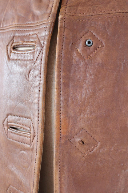 Vintage 1940s ATS horsehide leather jerkin - WW2 battledress vest - British military - land girl - 36" chest