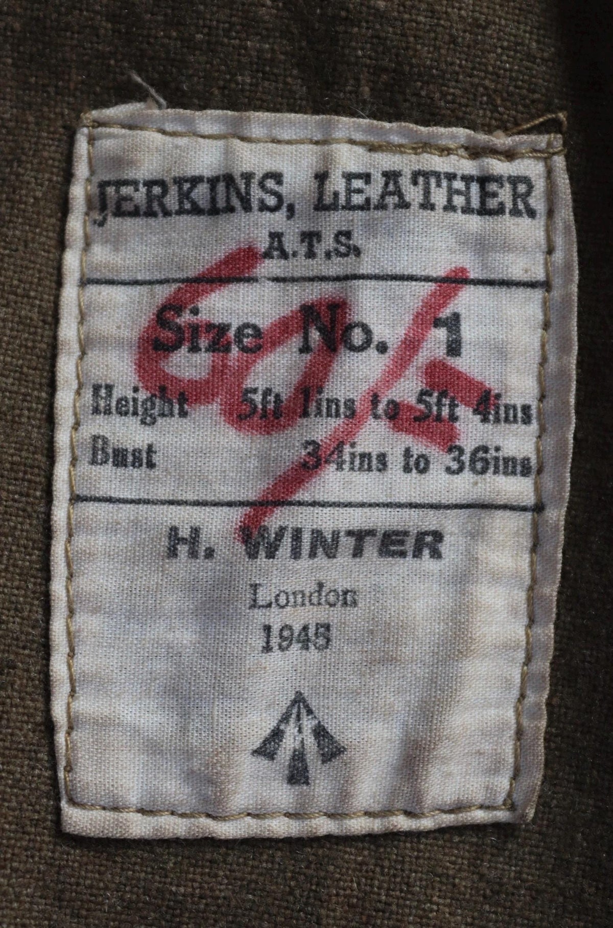 Vintage 1940s ATS horsehide leather jerkin - WW2 battledress vest - British military - land girl - 36" chest