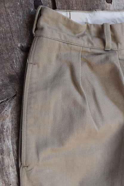 Vintage 1960s French army chinos - military trousers - pleated pants - 27" x 30"