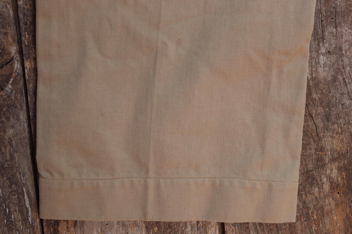 Vintage 1960s French army chinos - military trousers - pleated pants - 27" x 30"
