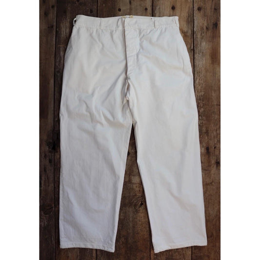 Vintage 1950s German white cotton trousers - summer pants - 36” x 29”