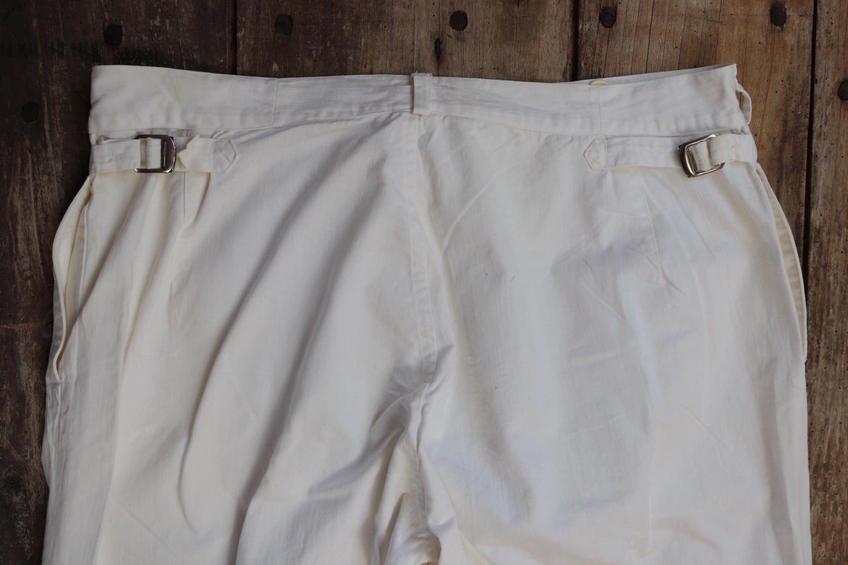 Vintage 1950s German white cotton trousers - summer pants - 36” x 29”