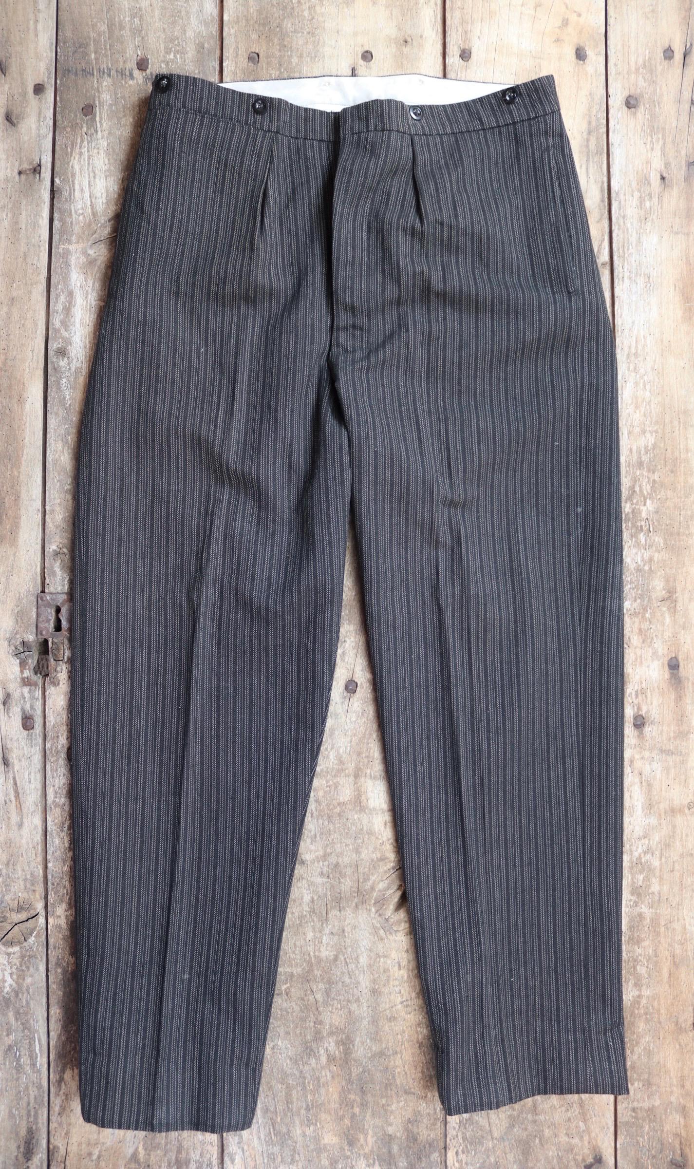 Vintage 1960s morning suit trousers - striped suit pants - 36” x 30”