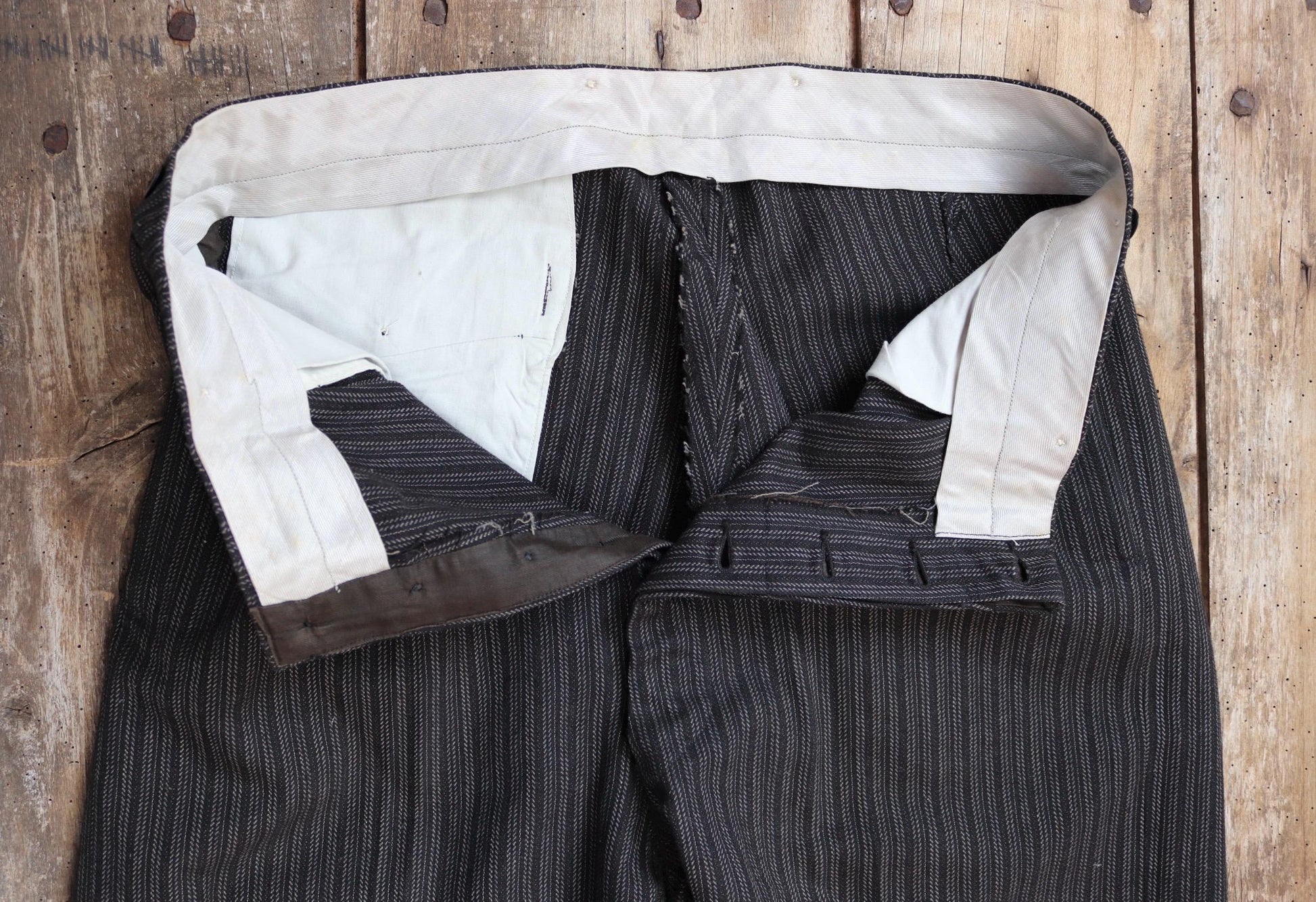 Vintage 1960s morning suit trousers - striped suit pants - 36” x 30”