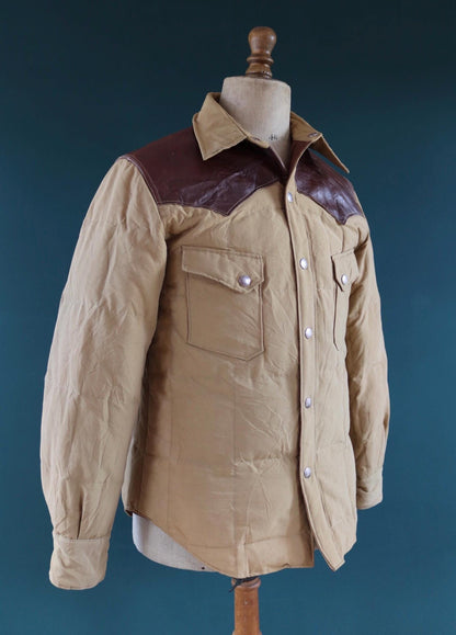 Sugar Cane down jacket - leather yoke - insulated puffer - 40" chest