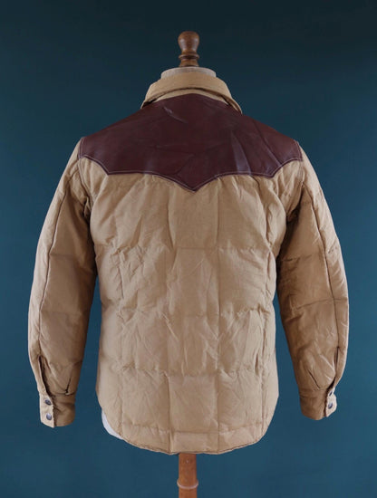 Sugar Cane down jacket - leather yoke - insulated puffer - 40" chest