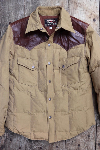 Sugar Cane down jacket - leather yoke - insulated puffer - 40" chest
